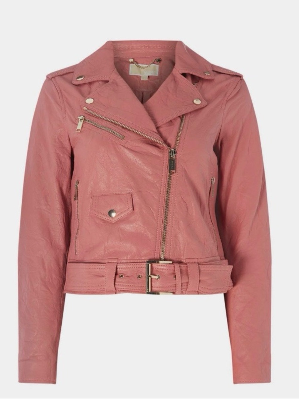 Michael Kors Blush Pink Leather Moto Jacket